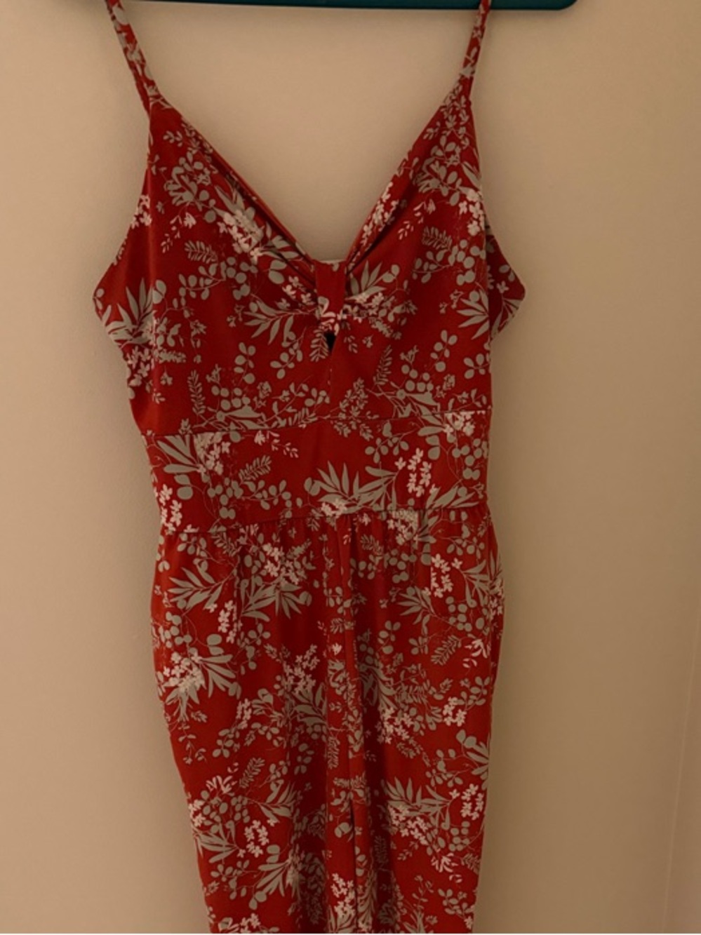 Kaileigh Red Floral Jumpsuit w/ pockets - Large - wide leg